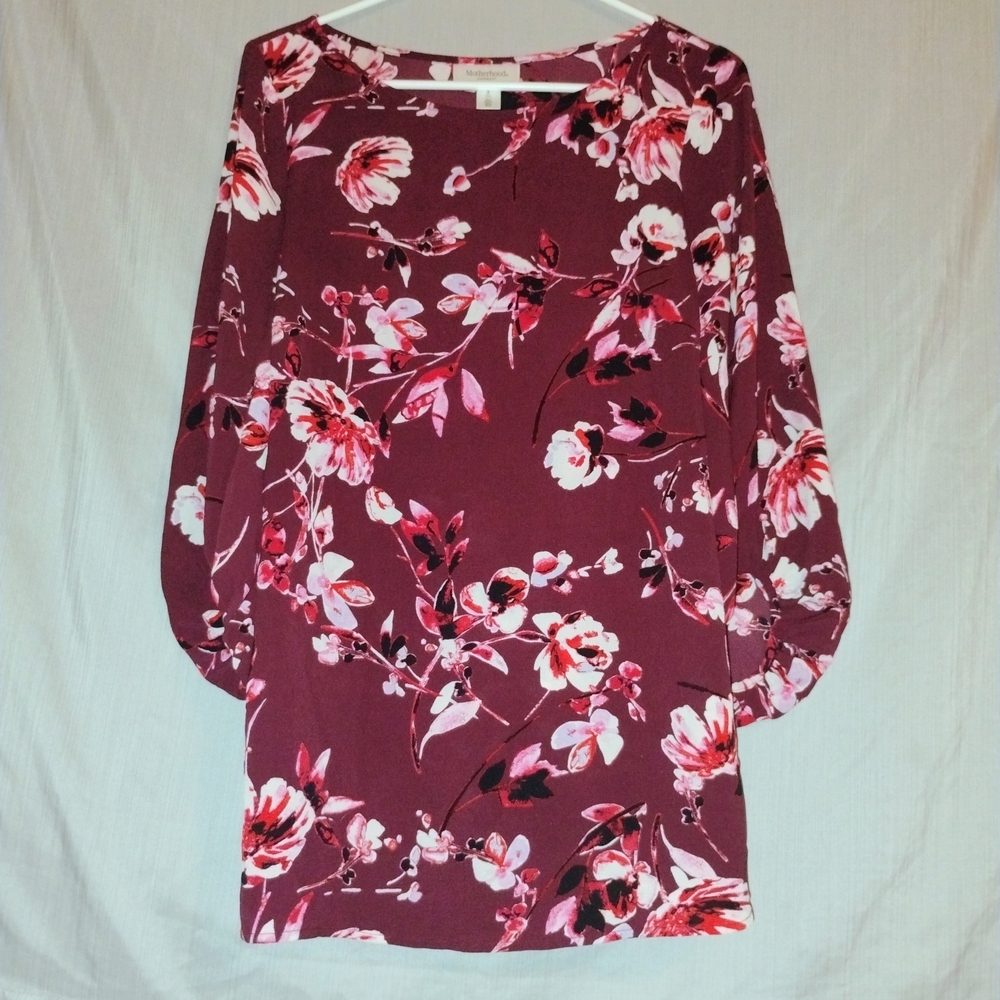 S Motherhood Burgundy Floral Blouse